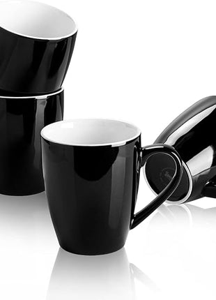 Sweese Porcelain Coffee Mugs - 16 Ounce (Top to the Rim) for Coffee, Latte, Tea, Cocoa, Set of 4, Black