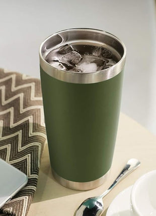 DOMICARE 20oz Stainless Steel Tumbler Bulk with Lid, Double Wall Vacuum Insulated Travel Mug, Powder Coated Coffee Cup (Army Green, 4)