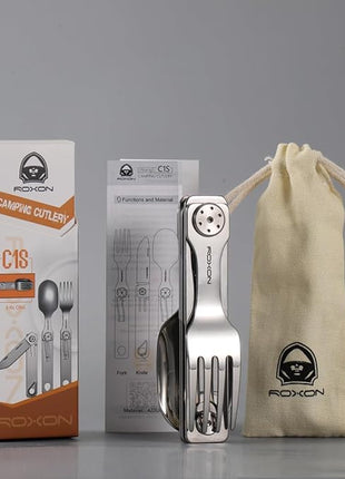ROXON C1 3 IN 1 Camping Utensils Detachable Cutlery Knife Spoon Fork for Outdoor Camping Hiking