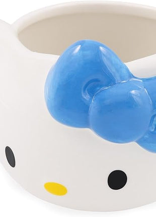 Silver Buffalo Sanrio Hello Kitty Blue Bow Ceramic 3D Sculpted Mug, 20 Ounces