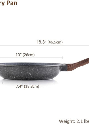 SENSARTE Nonstick Frying Pan Skillet, Swiss Granite Coating Omelette Pan, Healthy Stone Cookware Chef's Pan, PFOA Free (8/9.5/10/11/12.5 Inch) (10 Inch)