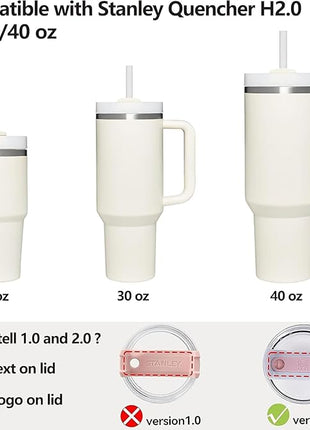 Silicone Spill Stopper Set Compatible with Stanley Cup 2.0 30oz & 40oz with Straw Cover (Set of 2, Cream)