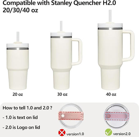 Silicone Spill Stopper Set Compatible with Stanley Cup 2.0 30oz & 40oz with Straw Cover (Set of 2, Cream)