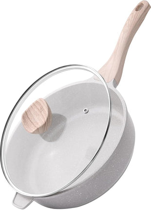 Kordisen Nonstick Ceramic Deep Frying Pan, 10 Inch Non Toxic Skillet with Lid, Healthy Jumbo Cooker, Saute Pan for Cooking, Induction Cookware, PFOA & PFAS Free