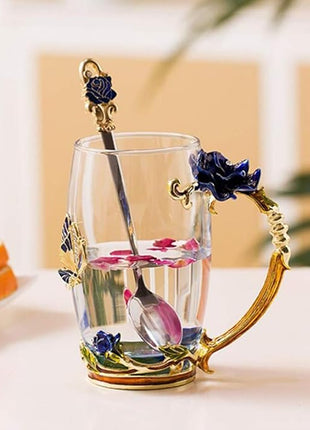 Gifts for Mom Women Mothers Day Flower Cups Tea Mug With Tea Spoon Valentines Day Christmas Gift Use Gift Package