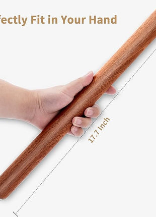 Aisoso French Rolling Pin, 17.7 Inches Wood Rolling Pin for Baking Extra Long Thickened, Classic Wooden Dough Roller for Fondant Pizza Pie Crust Cookie Pastry, Essential Kitchen Utensil, Brown