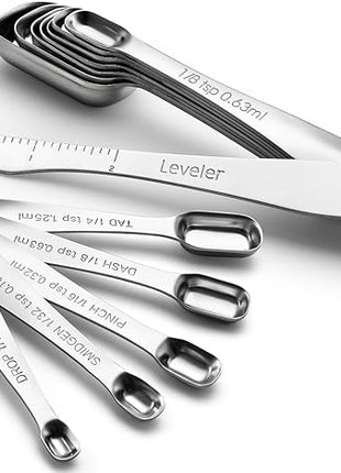 Spring Chef Stainless Steel Measuring Spoons Set of 13 with Leveler, Metal Teaspoon & Tablespoon Measuring Spoons for Cooking & Baking, Fits in Spice Jars, Kitchen Gadgets for Dry & Liquid Ingredients