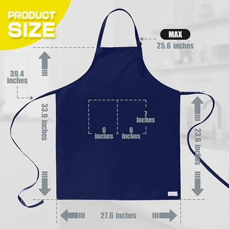 ROTANET Extra Large Apron for Men Adjustable Bib Aprons with 2 Pockets Cooking Kitchen Women Chef Water & Oil Resistant