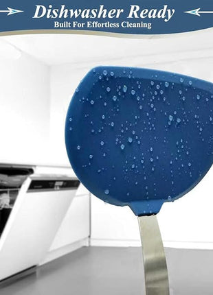 Silicone Spatula, Heat Resistant Kitchen Utensils for Non-Stick Cookware, Wide Slotted Pancake Spatulas Turner with Seamless Thin Edges for Egg, Omelette, Fish Slice (Half-Round Spatula)