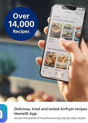 Philips 2000 Series Airfryer - 4.4 qt (4.2 l) Pan, 13 Cooking Functions, RapidAir Technology, Healthy Cooking with 90% Less Fat, Efficient & Fast (NA220/00), 9.8 pounds weight