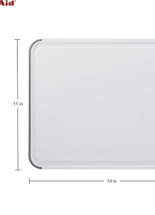 KitchenAid Classic Cutting Board with Perimeter Trench and Non Slip Edges, Dishwasher Safe, 11 inch x 14 inch, White and Gray