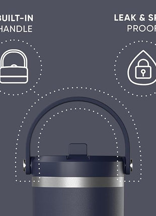 Hydrapeak Nomad 32 oz Tumbler with Handle and Straw Lid, Leakproof, Double Insulated, 32oz Cup, Stainless Steel | Navy