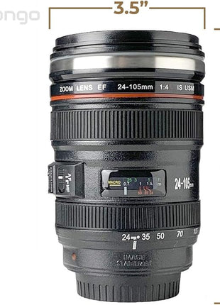 Camera Lens Coffee Mug with Clear Lid – Unique Realistic Lens Cup Replica, Gift for Photography Lovers