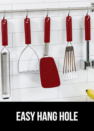 GORILLA GRIP Patented BPA-Free Non-Scratch Spatula, 2 Pack, Heat Resistant Flexible Silicone Head for Nonstick Cooking Pans, Soft Rubber Handle, Kitchen Spatulas for Flipping Eggs, Pancakes, Red