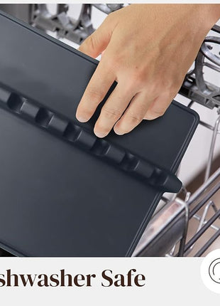 Black XL Silicone Spoon Rest for Stove Top with Drip Pad (1 Pack) - Heat-Resistant, BPA-Free Utensil Rest & Spoon Holder for Kitchen Counter - Grill Utensil Holder for Spatulas, Tongs, Ladles