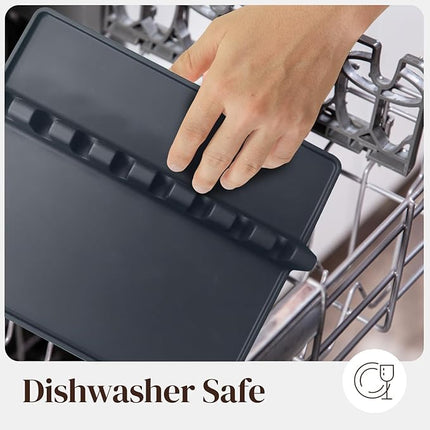 Black XL Silicone Spoon Rest for Stove Top with Drip Pad (1 Pack) - Heat-Resistant, BPA-Free Utensil Rest & Spoon Holder for Kitchen Counter - Grill Utensil Holder for Spatulas, Tongs, Ladles