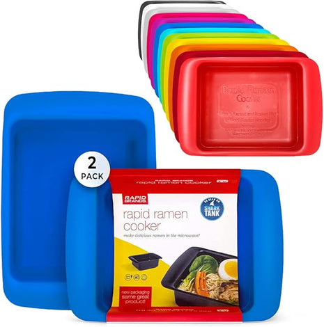 Rapid Ramen Cooker | Microwavable Cookware for Instant Ramen | BPA Free and Dishwasher Safe | Perfect for Dorm, Small Kitchen or Office | Blue, 2 Pack