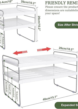 Pantry Organization and Storage for Kitchen - Expandable Kitchen Wrap Box Organizer Rack, Foil Organizer for Cabinet & Counter, Height & Width Adjustable Cupboard Storage Rack - (3 Tier 9.8 to 15.6"L)