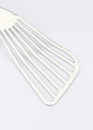 304 Stainless Steel Fish Spatula, Non-Slip Ergonomic Handle Slotted Spatula, Black