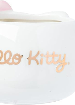 Silver Buffalo Sanrio Hello Kitty Light Pink Bow and Rose Gold Ceramic 3D Sculpted Mug, 20 Ounces