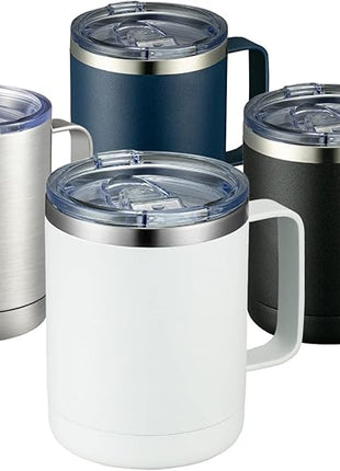 MEWAY 12oz Coffee Mug With Handle 4 Pack Bulk,Stainless Steel Insulated Travel Tumblers With Sliding Lid,Double Wall Vacuum Camping Cup for Hot & Cold Drinks Tea (Mix,Set of 4)
