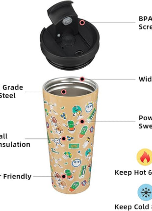 BJPKPK 22oz Tumbler With lid And Straw Stainless Steel Travel Coffee Mug Insulated Tumblers Cups,Spring Party Brown