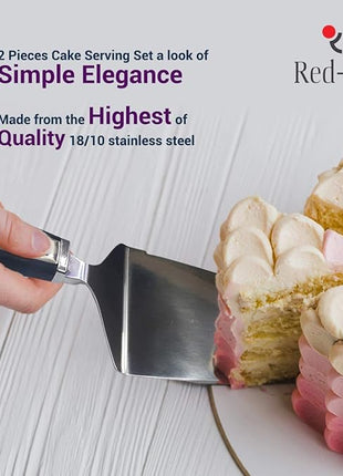 Cake Cutting Set for Wedding Cake Knife and Server Set, Cake Cutter and Pie Spatula, Cake Server and Knife Set of 2 (Plastic Handle, Silver)