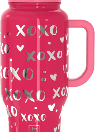 Coldest Tumbler with Handle and Straw, 100% Leak Proof Insulated Tumbler with Lid and Straw (3 Lids), Stainless Steel Tumblers for Women & Men, Cup Holder Friendly, 36 oz (Moonlight Hearts)