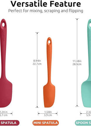 U-Taste Silicone Baking Spatula Set: 600ºF High Heat Resistant, Food Grade Flexible Rubber Kitchen Cooking Mixing Scraper, Food Grade Seamless Utensil for Nonstick Cookware Set of 3 (Multicolors)