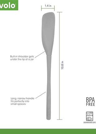 Tovolo Flex-Core Silicone Spatula Jar Scraper - Long-Handled Rubber Spatula with Angled Head for Scooping & Scraping - Heat-Resistant Spatulas for Kitchen Use, Dishwasher Safe & BPA-Free