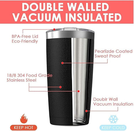 12Pack 20oz Tumbler Vacuum Insulated Travel Mug with Lids, Stainless Steel Double Wall Bulk Cup for Home, Office, Outdoor Suitable for Vehicle Cup Holders