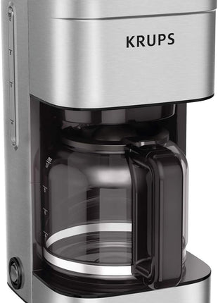 KRUPS Coffee Maker 10 Cups Simply Brew Stainless Steel Drip Coffee Maker, 900 Watts Coffee Filter, Drip Free, Dishwasher Safe Pot , Black & Silver