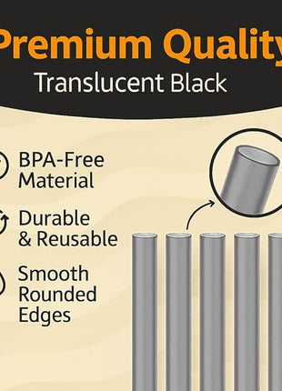 Jmoe USA 12" Replacement Straws for Stanley 40oz & 30oz Tumblers | Fits Reduce 50 oz & 40 oz Cold1 Tumblers | 6-Pack of Reusable Plastic Straws With Cleaning Brush | Food Grade & BPA Free (Black)