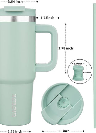 BJPKPK Insulated Tumblers With Handle And Straw 30 oz Stainless Steel Tumbler Cups With Lid,Pistachio Green