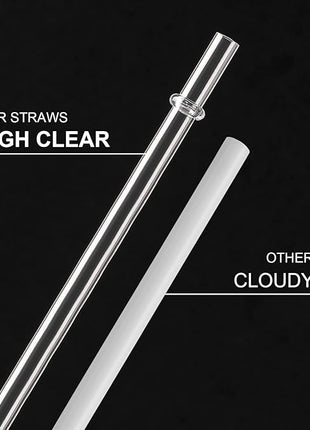 24 Pack, HIGHLY Transparent Reusable Plastic Straws with 4 Cleaning Brushes, 10.5 in Long Drinking Straws, Clear Replacement Straw for 16 24 30 32 OZ Tumblers, Cups, Jars, YETI, Starbucks - BPA FREE