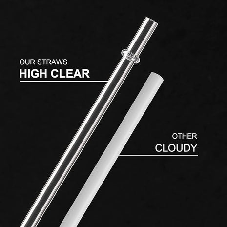 24 Pack, HIGHLY Transparent Reusable Plastic Straws with 4 Cleaning Brushes, 10.5 in Long Drinking Straws, Clear Replacement Straw for 16 24 30 32 OZ Tumblers, Cups, Jars, YETI, Starbucks - BPA FREE