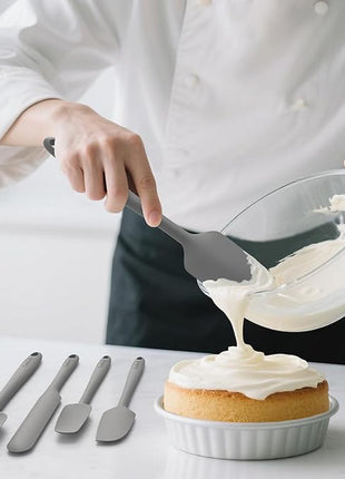 Coukre Silicone Spatula Set of 5,High Temperature Resistant, Food Grade Silicone, Dishwasher Safe, for Baking, Cooking (Pure Gray)