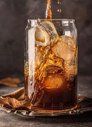 Le'raze Set of 6 Can Shaped Margarita Drinking Glasses Goblet - 16oz Clear Cups for Cocktails, Iced Coffee, Tea, Soda, Whiskey and Beer