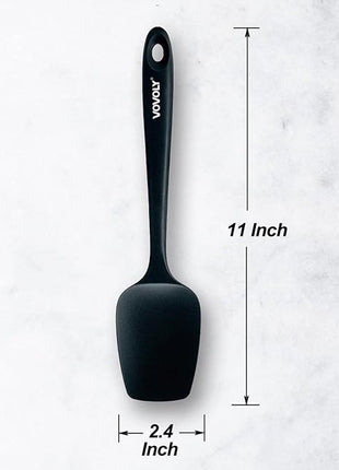 Silicone Spatula Set, High Heat Resistan Rubber Spoon Spatula, Non-Stick Spoonula with Seamless One Piece Design, Flexible Scrapers Baking Mixing Tool,3 Pack, Black