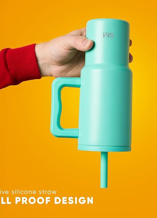 Simple Modern Kids 24 oz Tumbler with Handle and Silicone Straw Lid | Spill Proof and Leak Resistant | Reusable Stainless Steel Bottle | Gift for Kids Boys Girls | Trek Collection | Sea Glass Sage