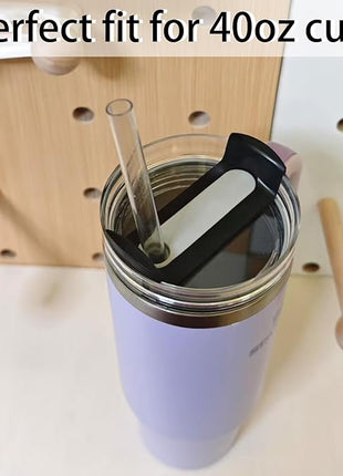 40 OZ Tumbler Lid Replacement Fit for Stanley Cup, 2 Pack Clear Replacement Lids Fit for Stanley Travel Tumbler, Spill Proof Tumbler Covers for Stanley Cup Accessories (Clear - Black)