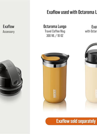 WACACO Octaroma Lungo Vacuum Insulated Coffee Mug, Double-wall Stainless Steel Travel Tumbler With Drinking Lid, 10 fl oz(300ml)， Amber Yellow