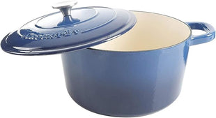 Crock-Pot Artisan Round Enameled Cast Iron Dutch Oven, 7-Quart, Sapphire Blue
