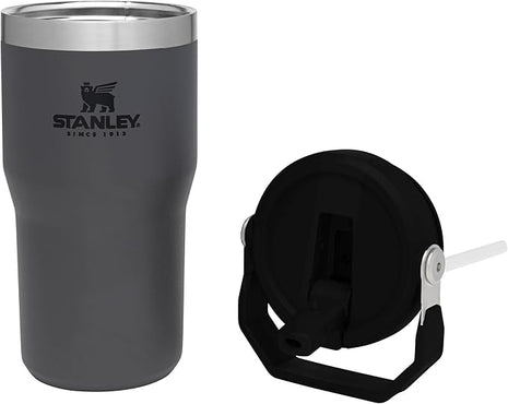 Stanley IceFlow Flip Straw Tumbler with Handle 20 oz | Twist On Lid and Flip Up Straw | Leak Resistant Water Bottle | Insulated Stainless Steel |BPA-Free | Charcoal
