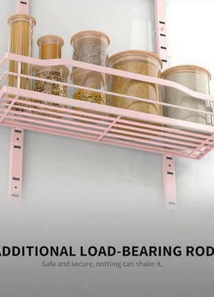 Moforoco Pink 9-Tier Over The Door Pantry Organizer, Pantry Organization and Storage, Black Hanging Basket Wall Spice Rack Seasoning Shelves