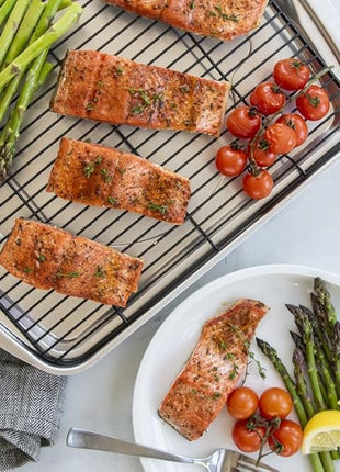 Nordic Ware Oven Crisp Baking Tray 2pc Set Includes Pan and Rack; Natural Aluminum For Air Frying, Crisping, Broiling, Baking; Cooking Surface 17 x 12 Inches