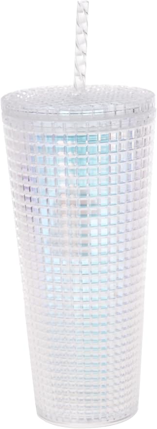 Spoontiques Diamond Tumbler, 20oz - Textured Cup w/Staw, Double Wall Insulated, BPA Free - Elvis