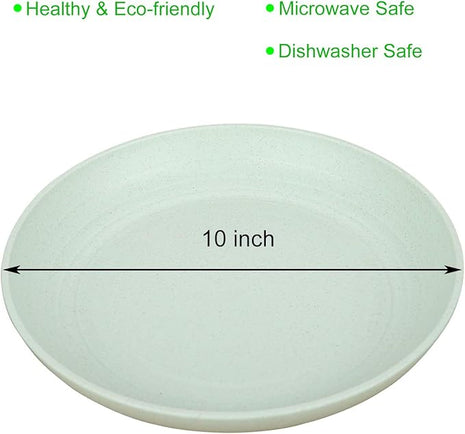 LuckyZone 10 Inches Unbreakable Wheat Straw Plates - Reusable Plate Set - Dishwasher & Microwave Safe - Perfect for Dinner Dishes - Healthy, BPA Free & Eco-Friendly (10 Inches)