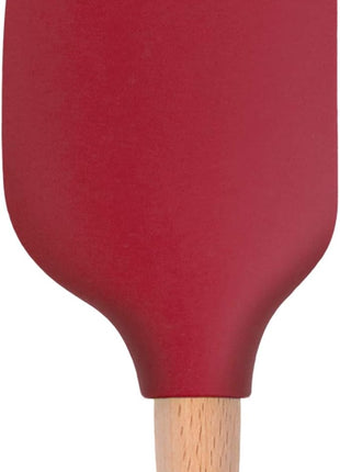 Tovolo Silicone Spatula with Wooden Handle Set of 5 Piece Silicone Kitchen Utensil Set Spoonula Jar Scraper Mini Spatula and Spoonula for Cooking Baking Mixing Folding Cayenne Red