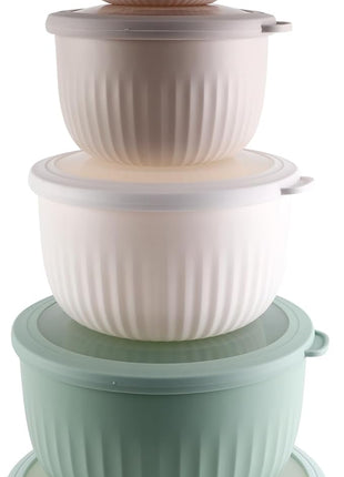 COOK WITH COLOR Prep Bowls with Lids- Wide and Deep Nesting Plastic Small Mixing Bowl Set with Lids, 12 Piece Set - Deep Bowls, Mint